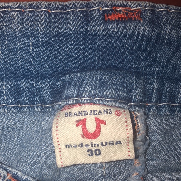 Prwnd True Religion orange stitches boot cut jeans sz30 x29 in fair  conditions - Picture 3 of 10